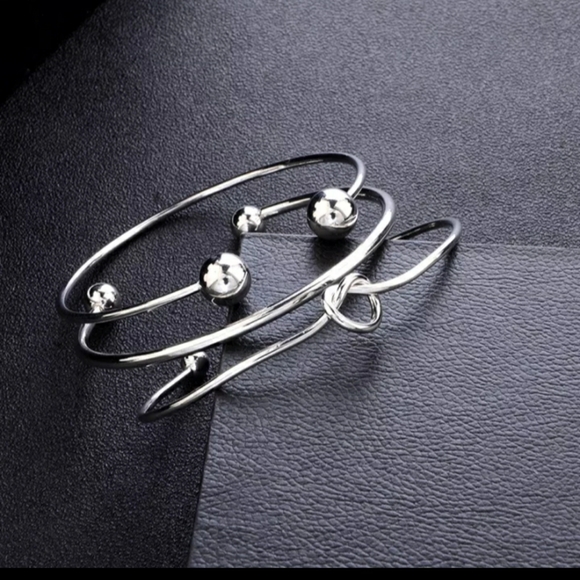 3 Silver Bracelets Bohemian Style - Picture 2 of 5